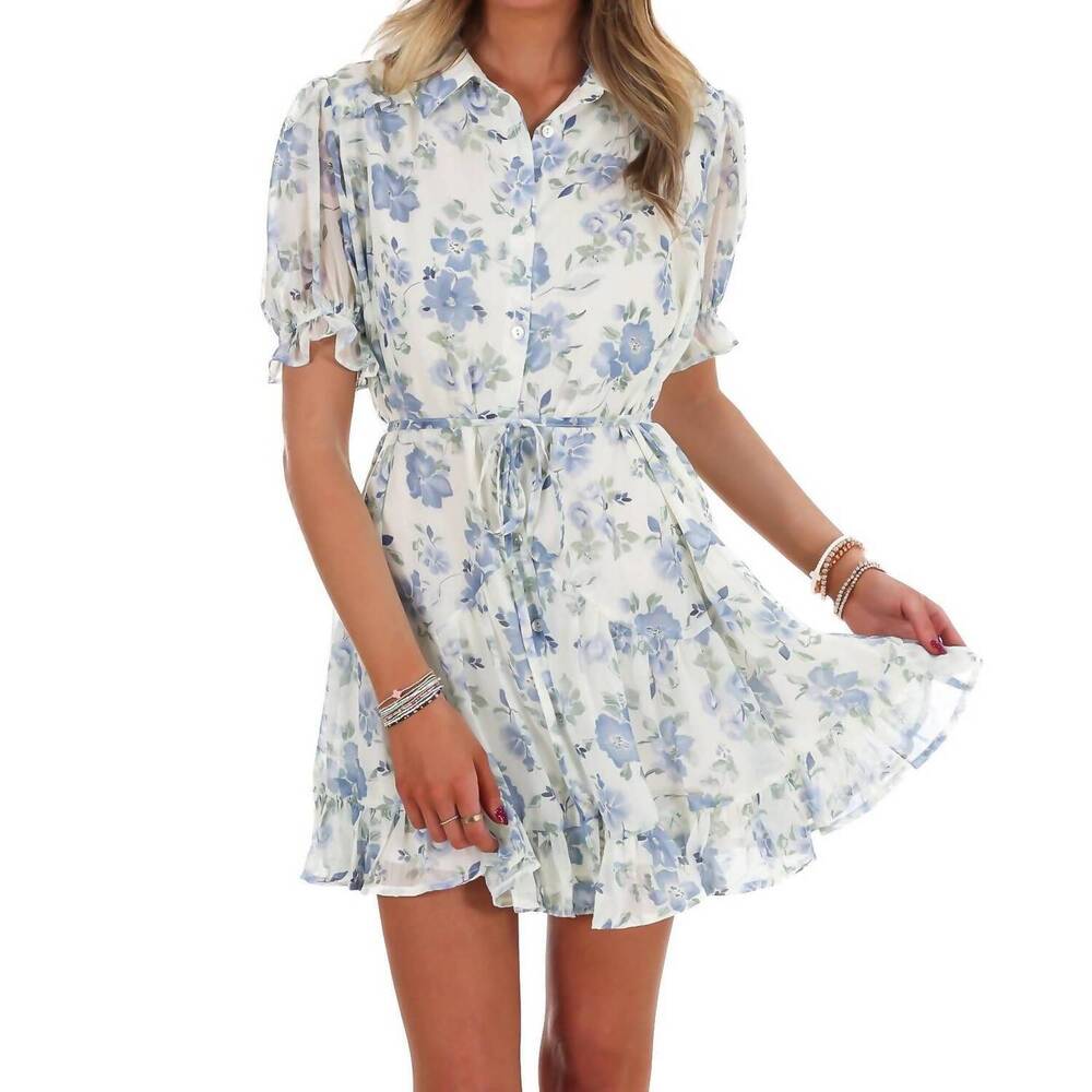 NEW IN FEBRUARY enchanted floral mini dress in romantic blue